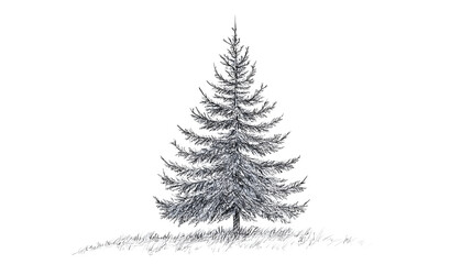 Detailed pencil drawing of a pine tree