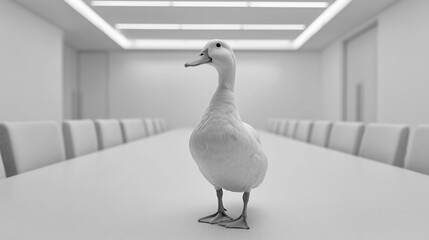 Duck innovation leadership at boardroom conference table