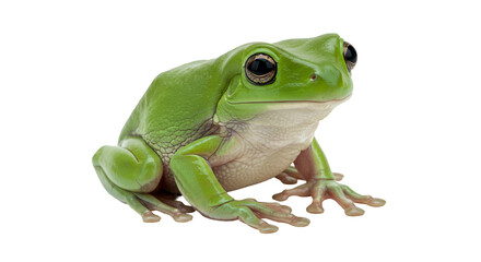 Isolated green tree frog amphibian closeup wildlife exotic australian animal pet nature rainforest tropical  100 isolated on transparent white background