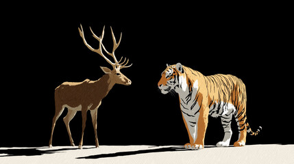 Digital deer tiger transformation in virtual ecosystem