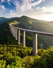 Obraz premium Highway Viaduct Over Mountain Range