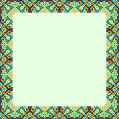 Fototapeta premium Aesthetic colorful white green frame illustration