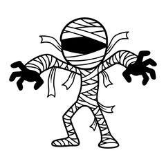 Fototapeta premium Egyptian mummy flat illustration, cartoon illustration