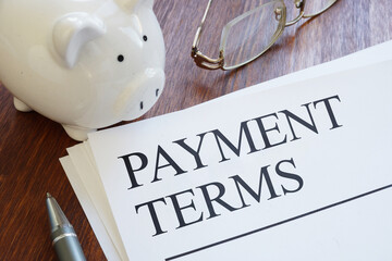 Payment terms is shown using the text as financial concept
