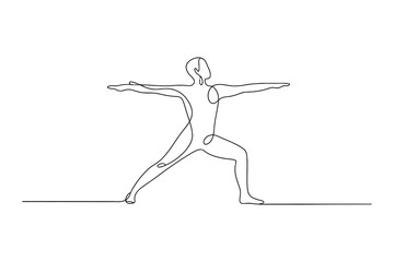 Continuous Line Art of Yoga, Monoline Fitness Illustration, Editable Vector