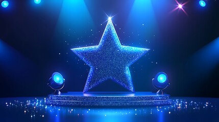 Blue star on a stage