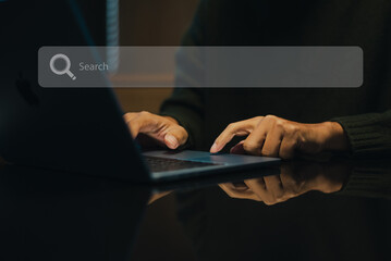 Searching Browsing Internet Data Information Networking Concept with blank search bar.