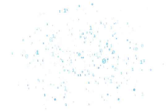 Floating binary digits 0s and 1s in abstract layout, clean modern digital design, transparent white background, concept of big data and tech. 3D Rendering
