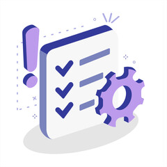 Clean Semi-3D Workflow Checklist Icon for Task Automation Apps