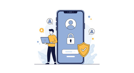 Illustrating the concept of digital identity verification and secure online account access for user authentication and authorization