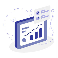 Digital Semi-3D Analytics Icon for Startup Performance Dashboards