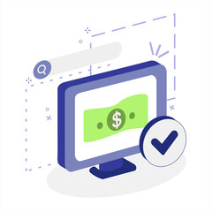 Futuristic Semi-3D Online Payment Icon for Startup Finance Platforms