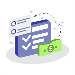 Minimal Semi-3D Financial Task Icon for Business Productivity Apps