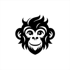 Obraz premium Stylized black and white monkey face logo design