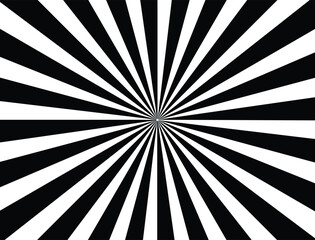 Striped Abstract vector background. Black and white rays from the middle.
