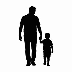 Father and child walking silhouette, companionship, bond