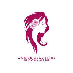 Beauty Women with Flower logo design vector template. Beauty salon logo design icon