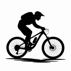 Naklejka premium Mountain Biker Silhouette in Action