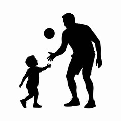 Silhouette of Father and Child Playing with Ball
