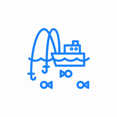 fishing from boat icon sign vector