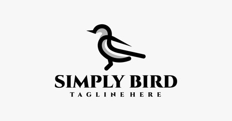 Beautiful Outline Bird Animal Logotype Nature Wildlife Outline Logo Design Grey Background