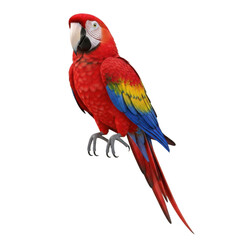Obraz premium Vibrant scarlet macaw parrot isolated on transparent background