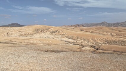 desert place where the scarce vegetation meets the mountains and the sand 