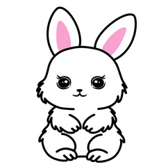 Obraz premium Bunny illustration with upright ears, great for spring and children’s designs.