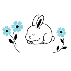 Sleeping bunny illustration, perfect for nursery decor and baby shower invitations.