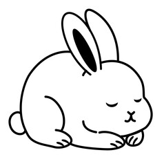 Sleeping white bunny with pink ears, perfect for calm and peaceful designs.