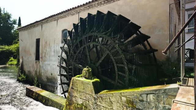 paddle wheel of the Sant'Andrea mill in Portogruaro, Italy