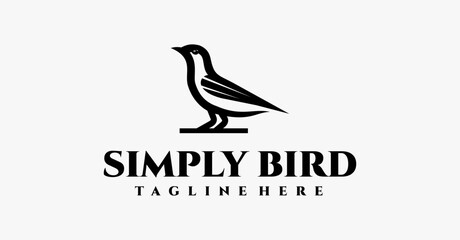 Beautiful Outline Bird Animal Logotype Nature Wildlife Outline Logo Design Grey Background