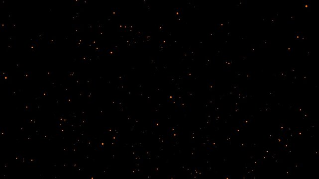 Fire Sparkle Dots, Loop flickering gold dust stars particles animation. Flying around fire dust particles sparks or ember Black Background. Dust Particles Floating Isolated background.