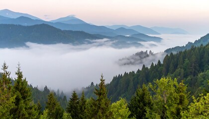 Foggy mountain landscape