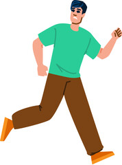 Young man running away from someone or something