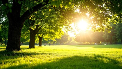 Naklejka premium Lush parkland bathed in sunlight (1)