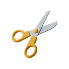 Pair of yellowhandled scissors isolated on transparent background