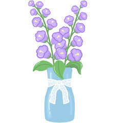 flowers in a vase blue