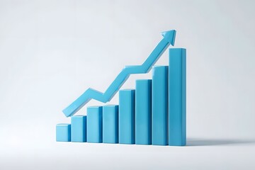 Blue upward trending graph.