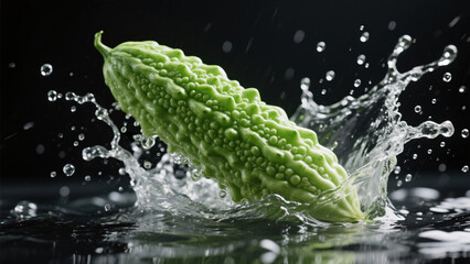 The bitter gourd that has fallen into the water