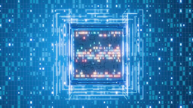 AI. Quantum computer. ECH Protocol. Digital technology. Data storage. Artificial intelligence. Abstract technical background. Database. Encrypted Client Hello. Big data. Binary. Hacker. Chat AI.