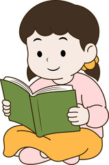 앉아서 책읽느는 여자 어린이