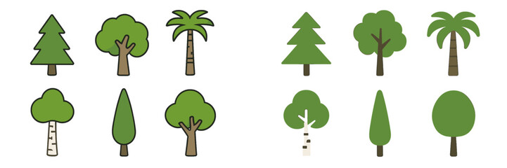 Stylized trees and plants collection, Minimalist flat design