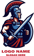 Greek warrior romanos logo icon vector white background .
