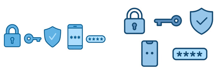 Digital Security and Access Control Symbols, Minimalist flat design