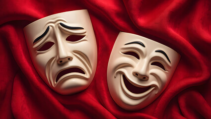 Comedy and tragedy theater masks, Theater drama masks comedy tragedy acting performance stage play artistic expression concept 
