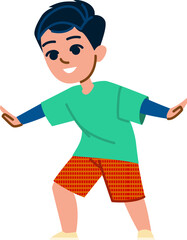 Happy child dancing and having fun, playful kid enjoying movement