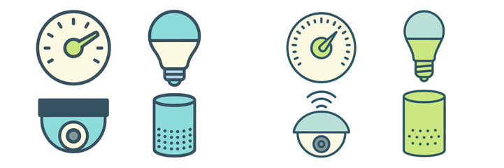 Smart Home Gadgets Collection, Minimalist flat design