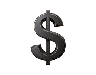 Obraz premium Flat Minimalist Dollar Sign Icon in Black, Clean Vector Design, Isolated Transparent Background PNG