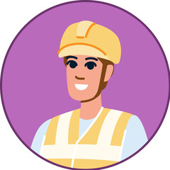 Construction worker smiling wearing safety helmet and vest